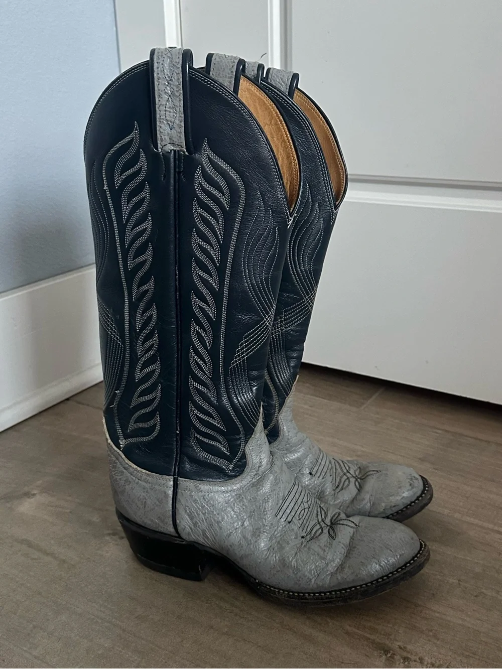 Tony Lama Vintage Two Tone Exotic Antelope Leather Cowboy Boots